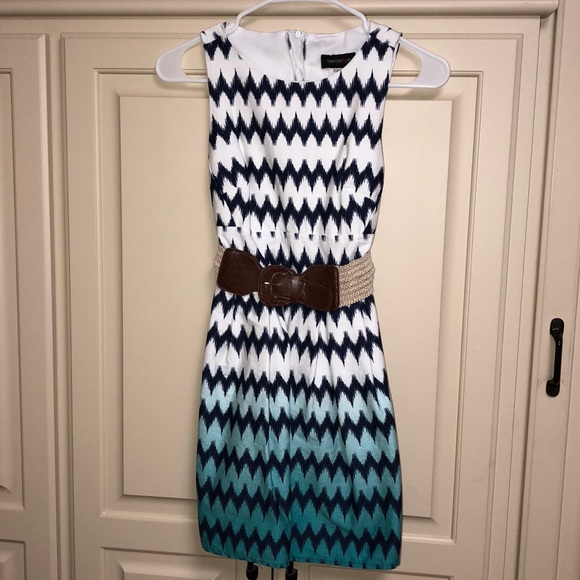 Dresses & Skirts - Blue & White Chevron Patterned Dress